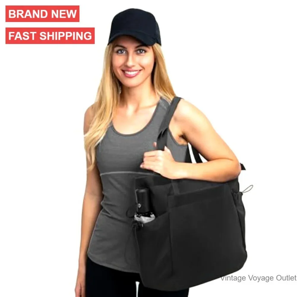 Large Tote Bag with Zipper, 16L Capacity, Lightweight Polyester for Work Travel - Picture 7 of 7